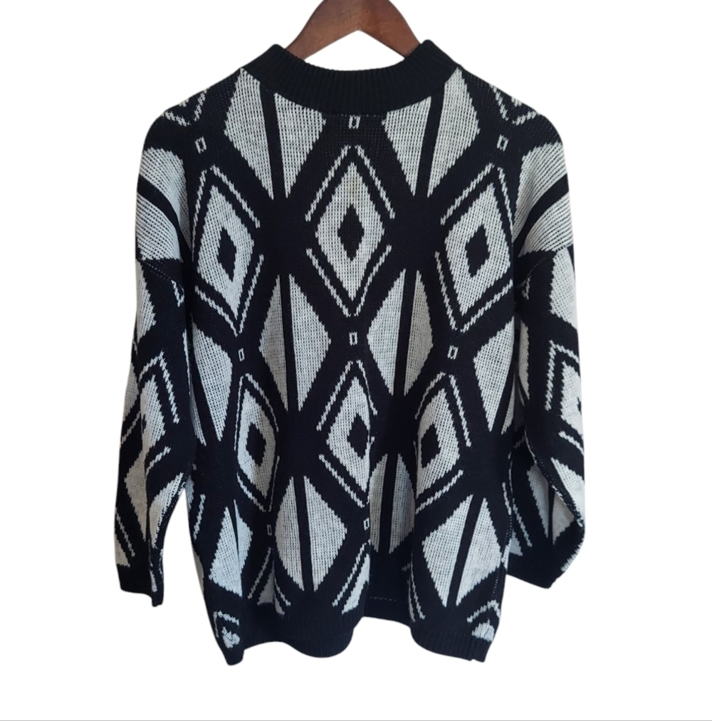 Vintage 90's American Pride Geometric Diamond Pattern Over-Size Crewneck USA